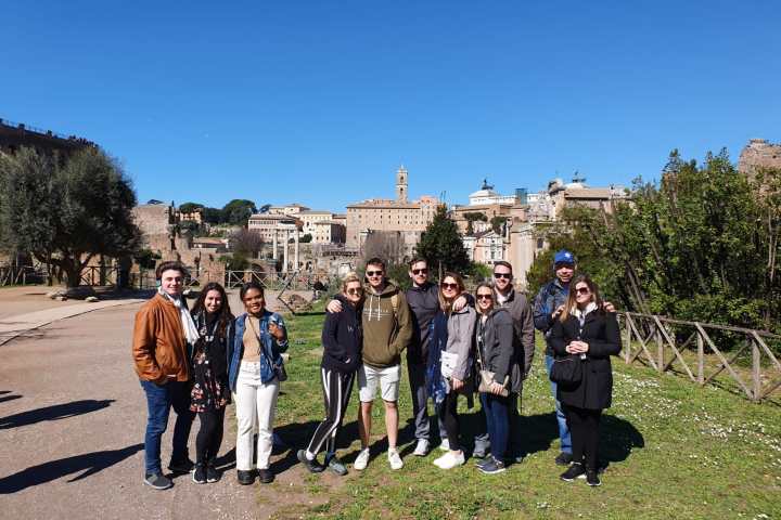 Group posing for the picture in Forum Imperiale, Rome